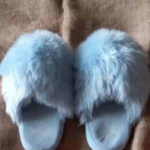 Fluffy Blue Slippers